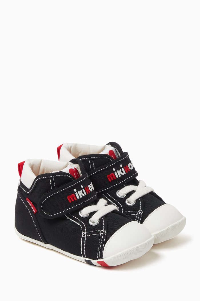 

Logo Velcro & Lace Sneakers in Canvas, Black