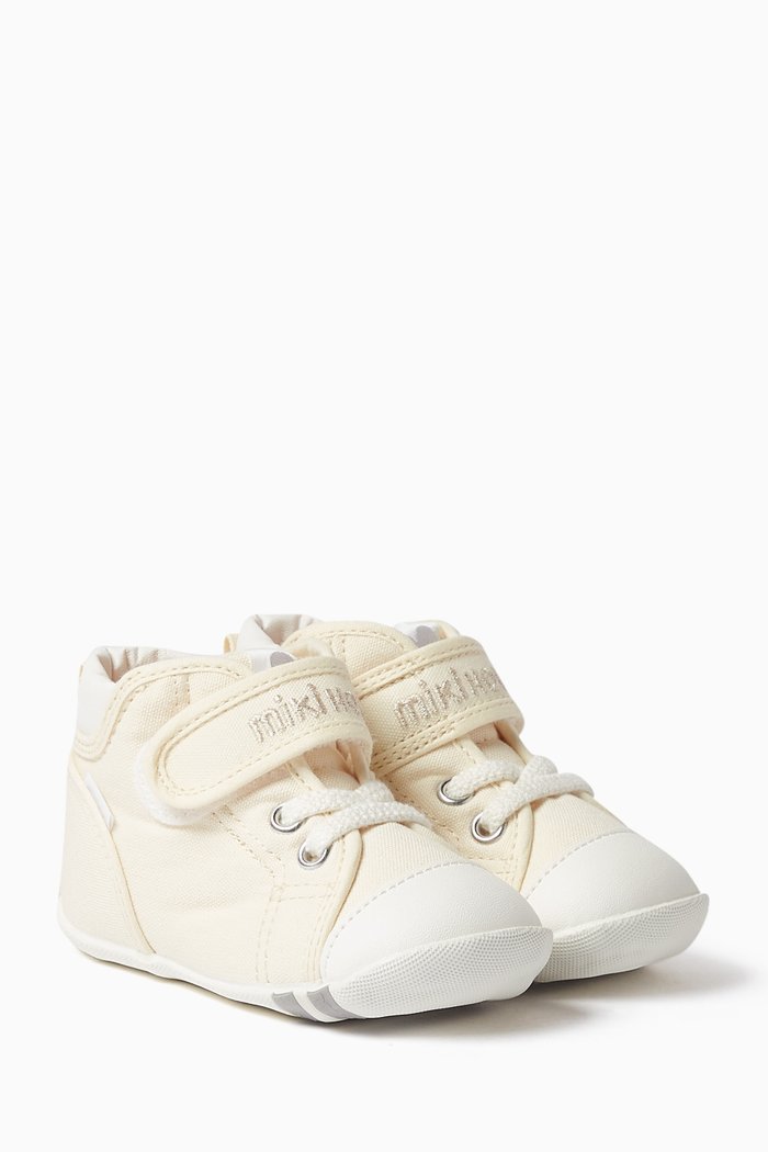

Baby Logo Velcro & Lace Sneakers in Canvas, Neutral