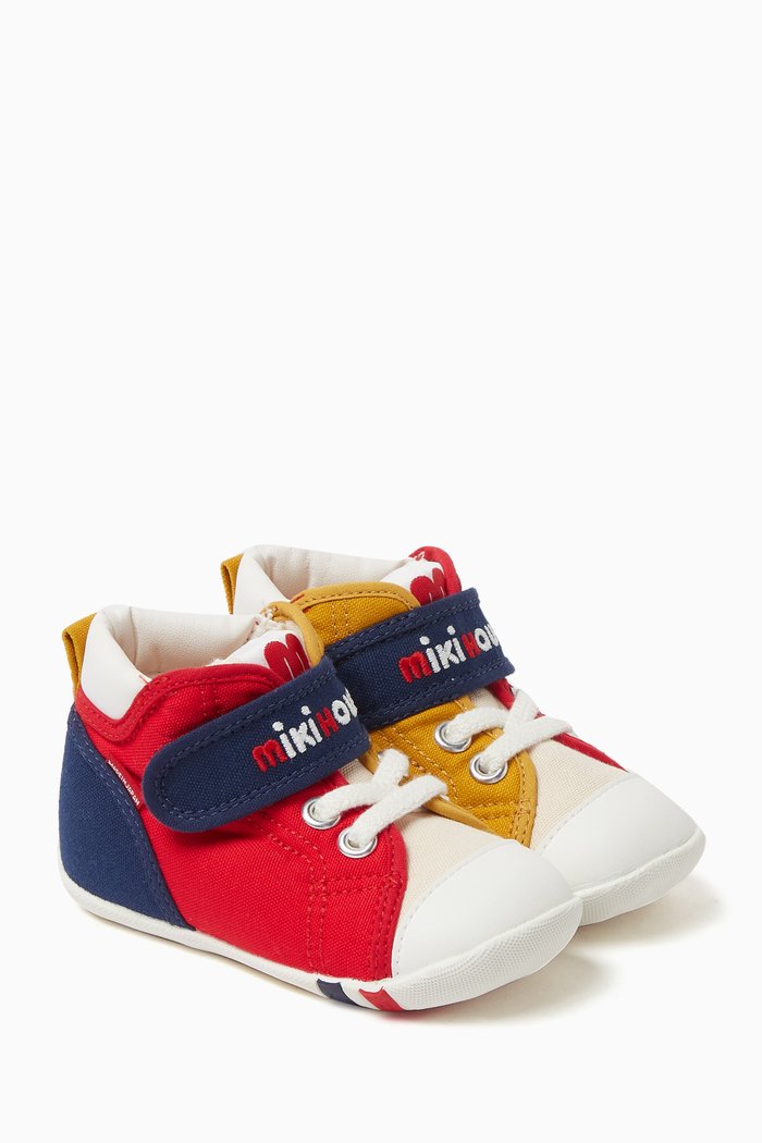 

Baby Logo Velcro & Lace Sneakers in Canvas, Multicolour