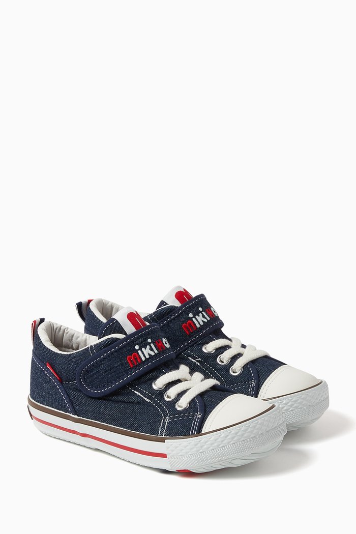 

Logo Velcro & Lace Sneakers in Denim, Blue