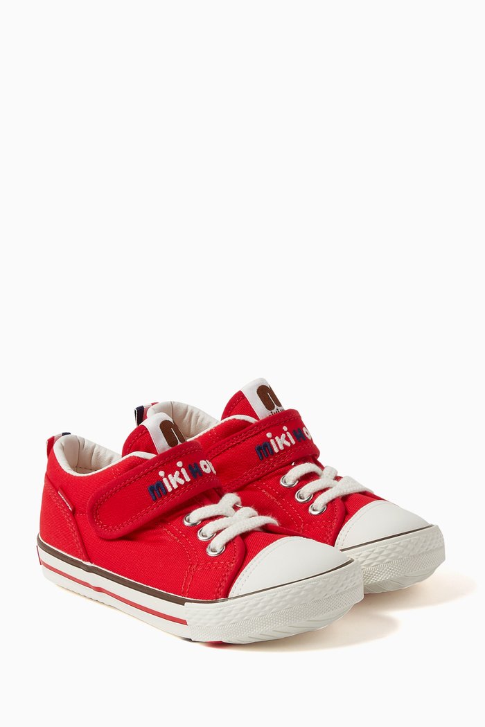 

Logo Velcro & Lace Sneakers in Denim, Red
