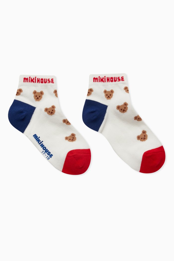 Bear Socks in Cotton, White