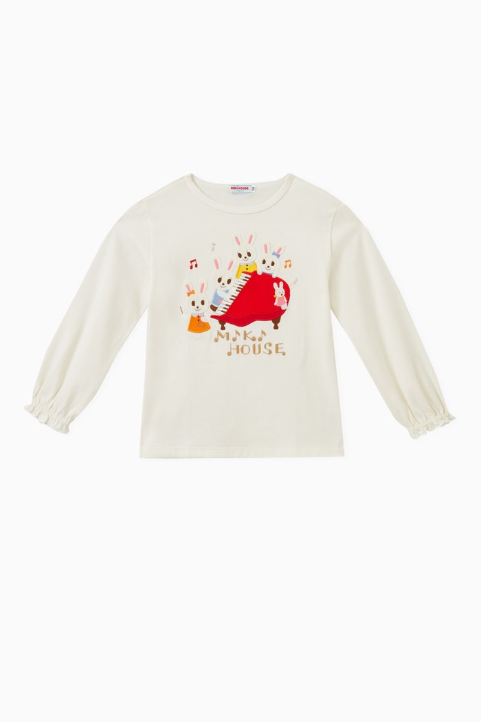 

Bunny Print Top in Cotton, White