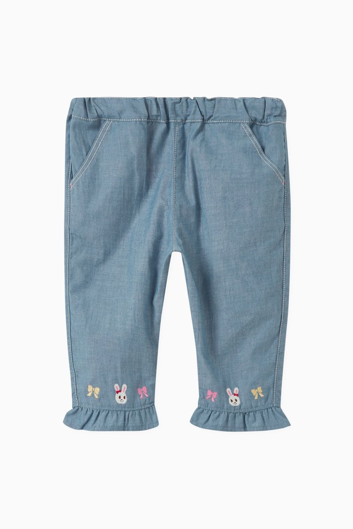 

Bunny Frill Cuff Capris in Cotton, Blue