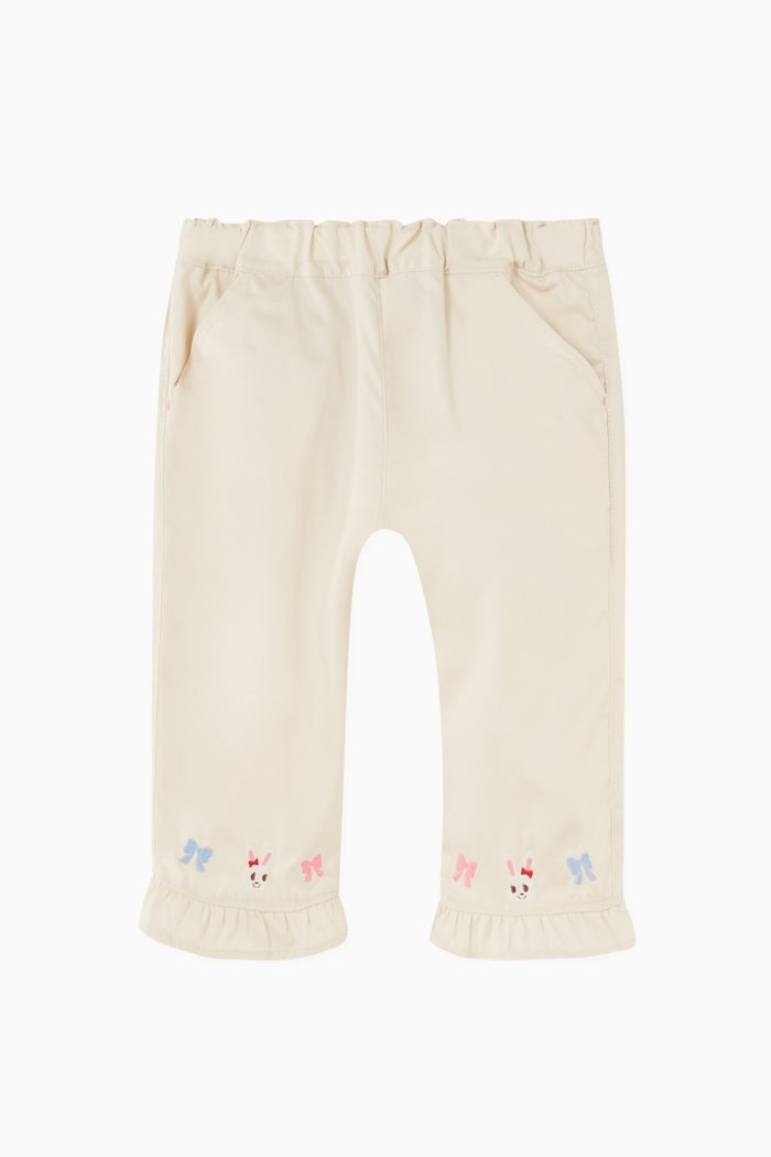 Bunny Frill Cuff Capris in Cotton, Neutral