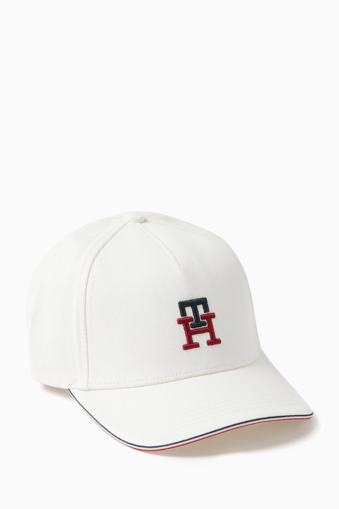 

TH Monogram Signature Baseball Cap in Cotton, White