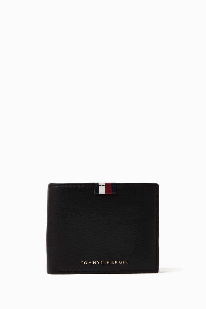 

TH Small Card Wallet in Premium Leather, Black