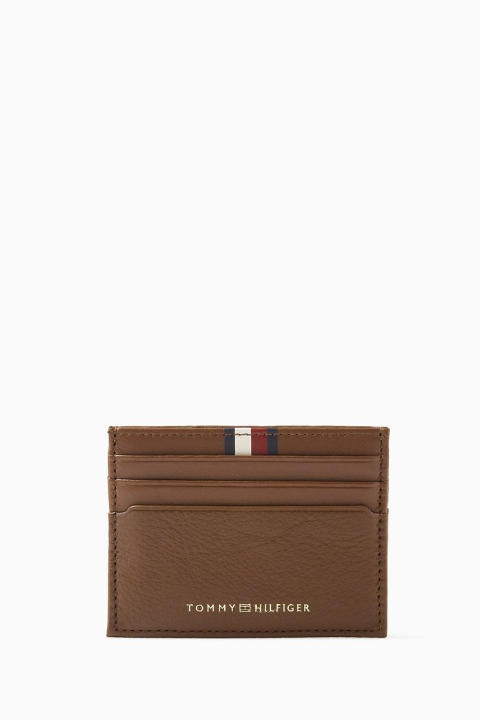 

TH Credit Card Holder in Premium Leather, Brown