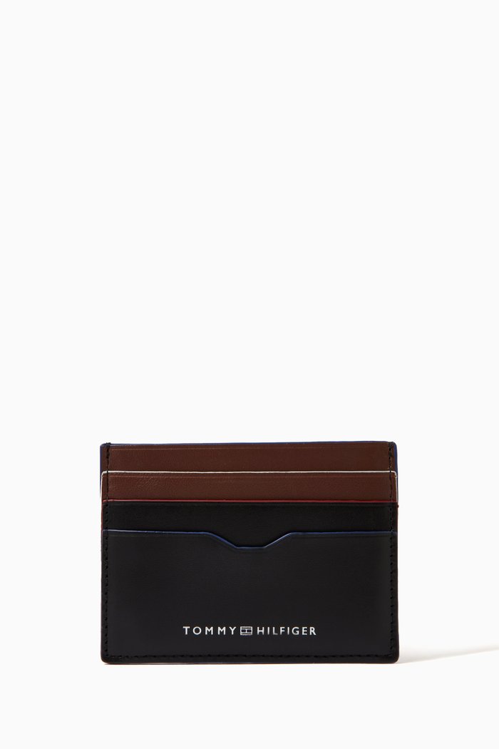 

Prep Contrast Card Holder in Leather, Black