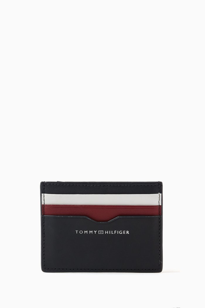 

Colour-blocked Credit Card Holder in Leather, Blue