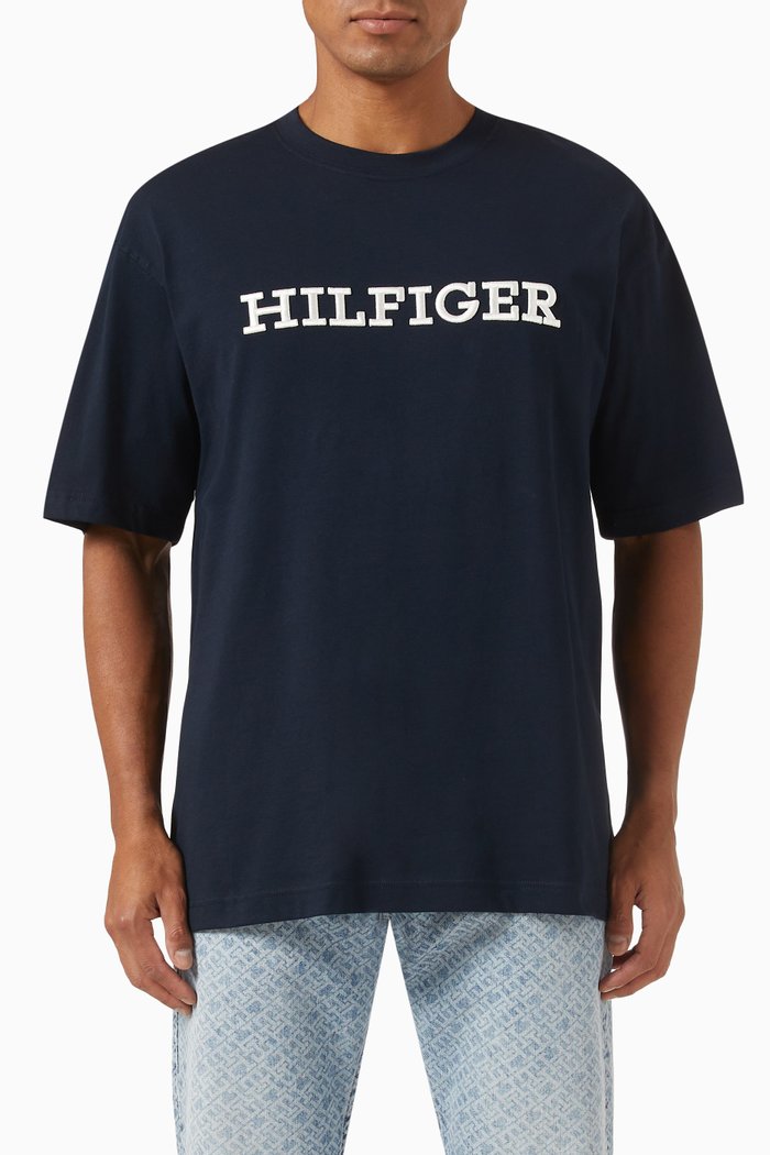 

Monotype Logo T-shirt in Cotton Jersey, Blue
