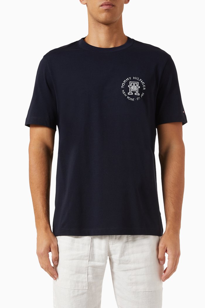 

Circular Ink Monogram T-Shirt in Cotton Jersey, Blue