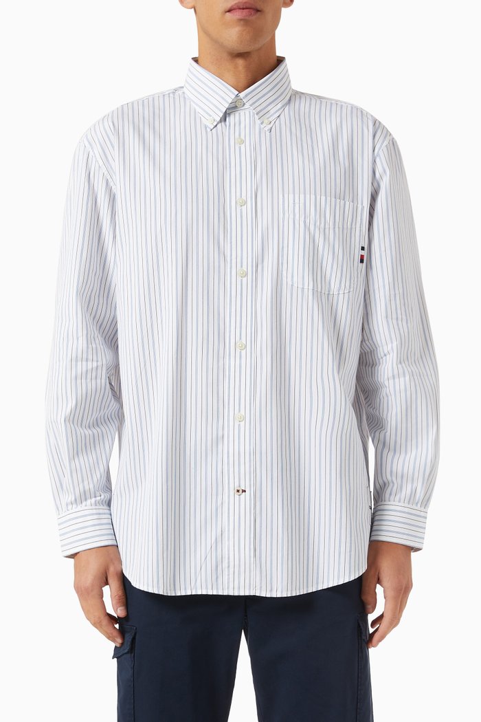 

Classic Stripe Shirt in Cotton Blend, White