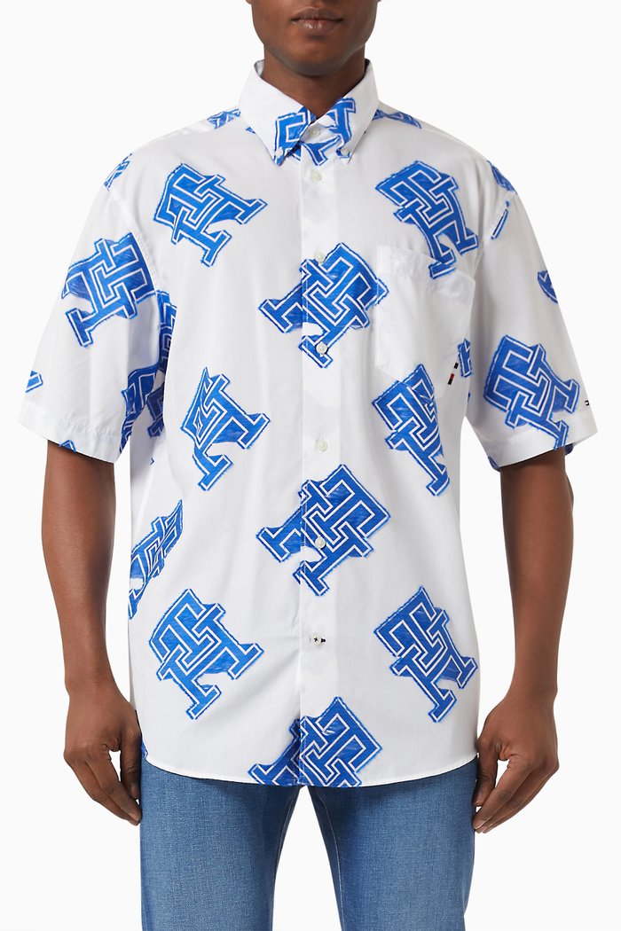 

Monogram Shirt in Cotton, Blue