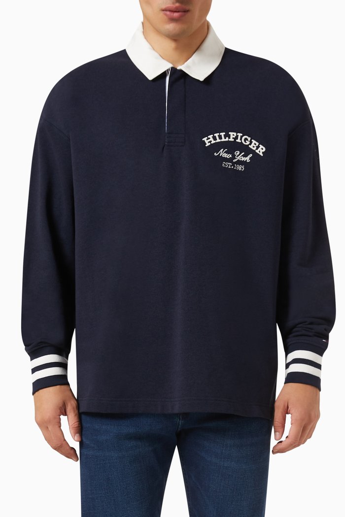 Prep Rugby Shirt in Circulose© Blend Fleece, Blue