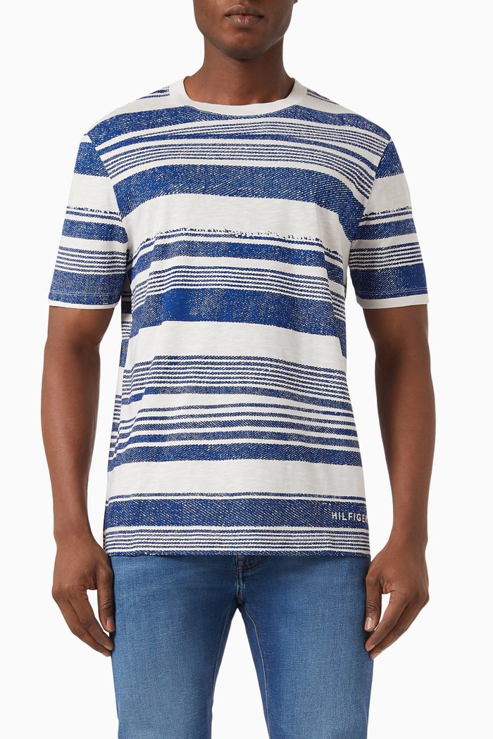 

Striped T-shirt in Cotton Jersey, Blue