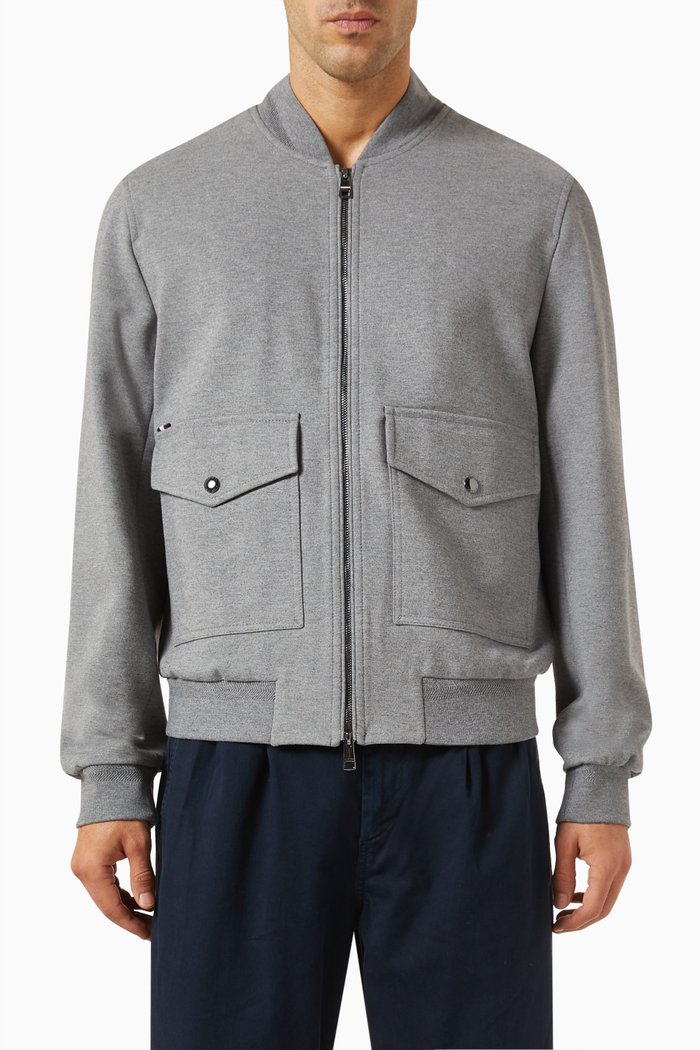 

Bomber Jacket in Stretch Punto Milano Fabric, Grey