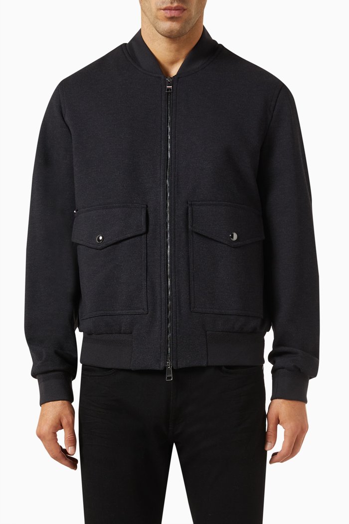 

Bomber Jacket in Stretch Punto Milano Fabric, Blue