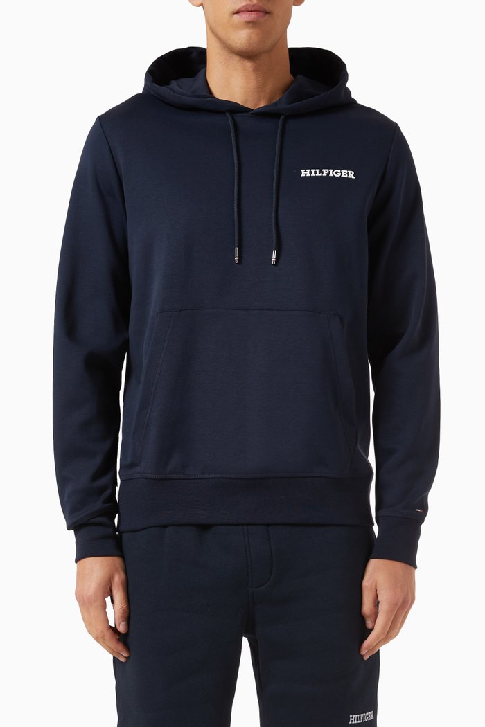 

Check Monotype Hoodie in Cotton-poly Blend, Blue