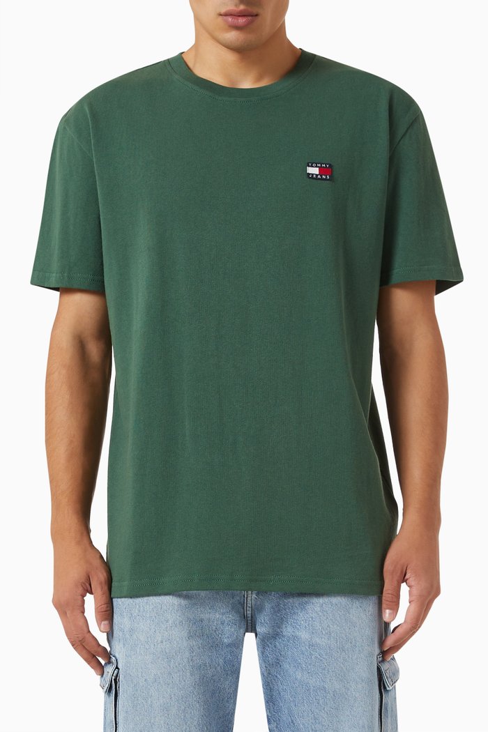 Logo Badge T-shirt in Cotton Jersey, Green