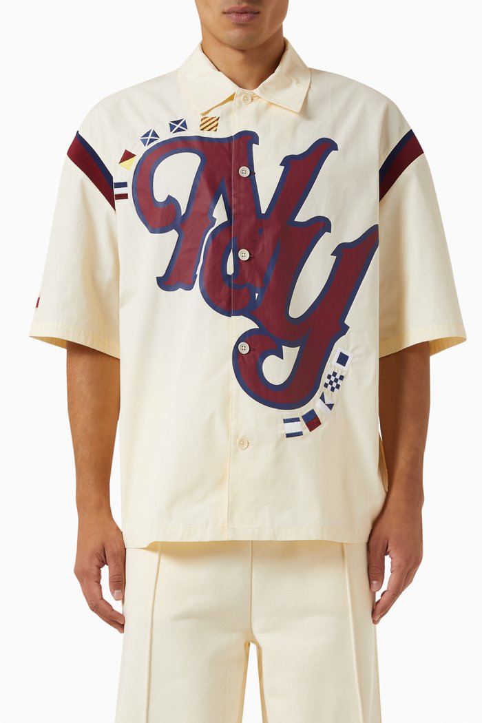 

College NY Logo Shirt in Cotton Poplin, Yellow
