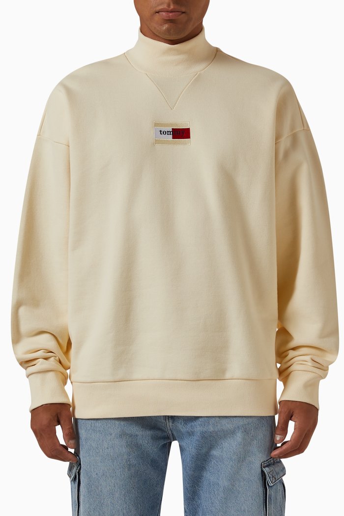 

Mock Turtleneck Sweatshirt in Cotton Terry, Yellow