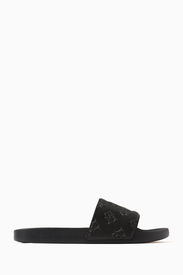

TH Debossed Pool Slides in Rubber, Black