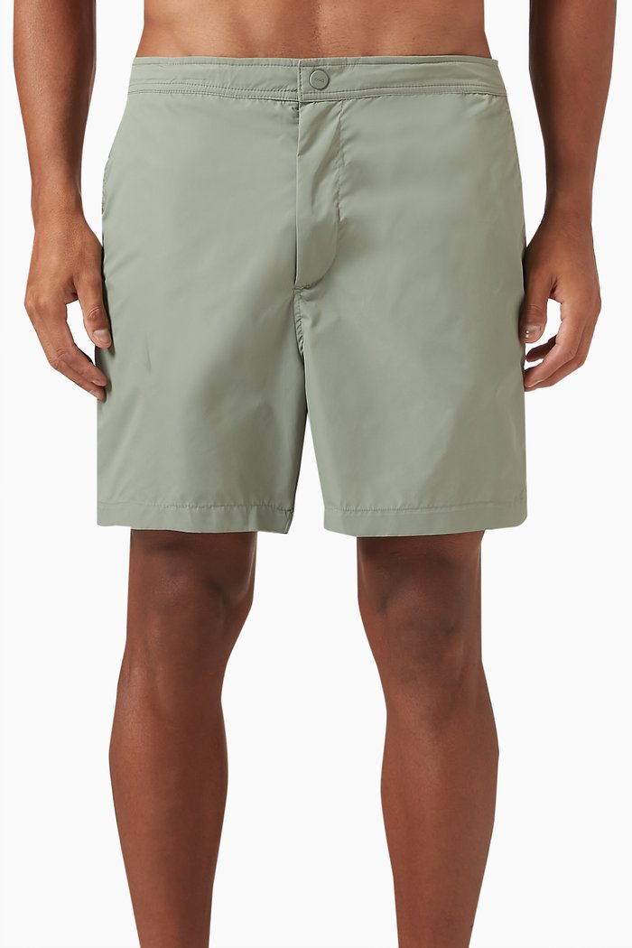

6 Elastic Snap Swim Shorts in Nylon, Neutral