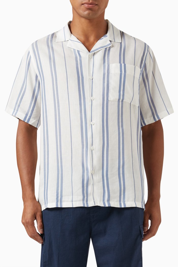 

Air Convertible Camp Shirt in Linen Blend, Multicolour
