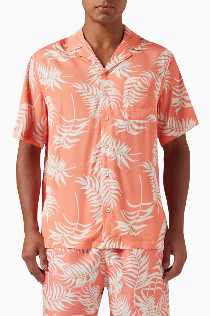 

Air Convertible Camp Shirt in Linen Blend, Multicolour