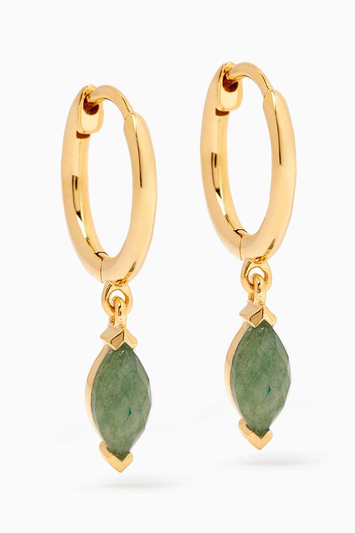 

Nomad Aventurine Hoop Earrings in 18kt Gold-plated Sterling Silver, Green