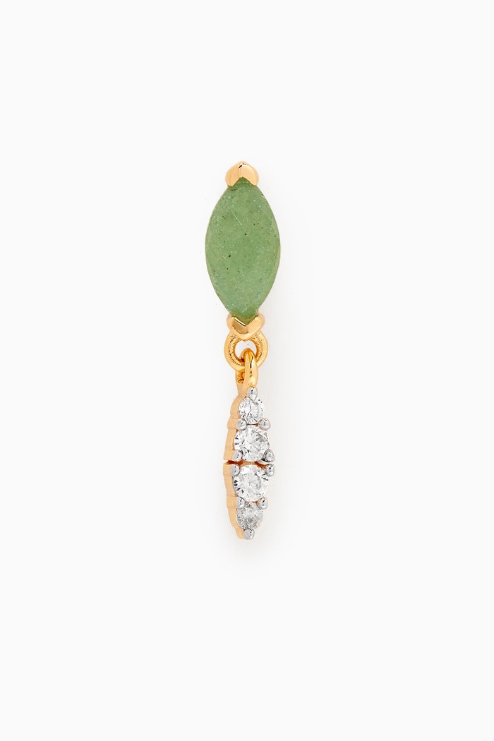 

Ginger Aventurine Single Earring in 18kt Gold-plated Sterling Silver, Green