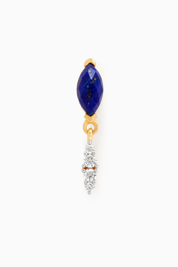 Ginger Lapis Lazuli Single Earring in 18kt Gold-plated Sterling Silver, Blue