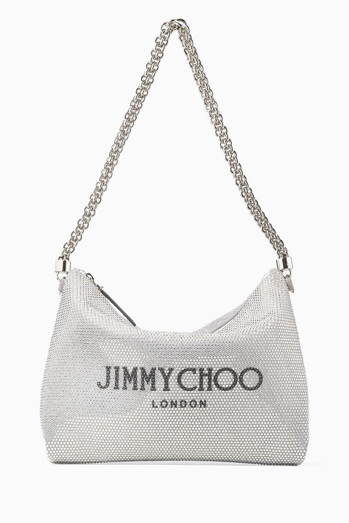 

Callie Crystal-embellished Shoulder Bag in Suede, Silver