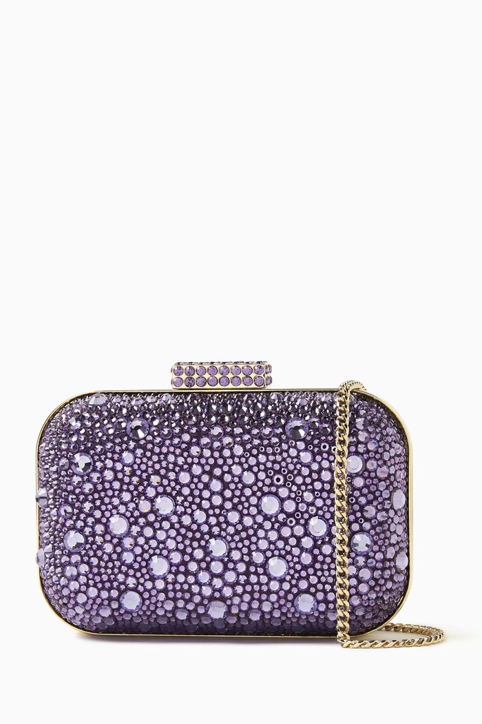 

Micro Cloud Crystal-embellished Clutch Bag in Satin, Purple
