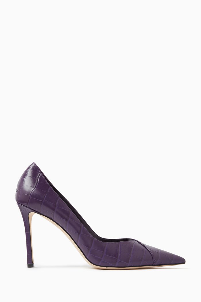 

Cass 95 Pumps in Croc-Embossed Leather, Purple
