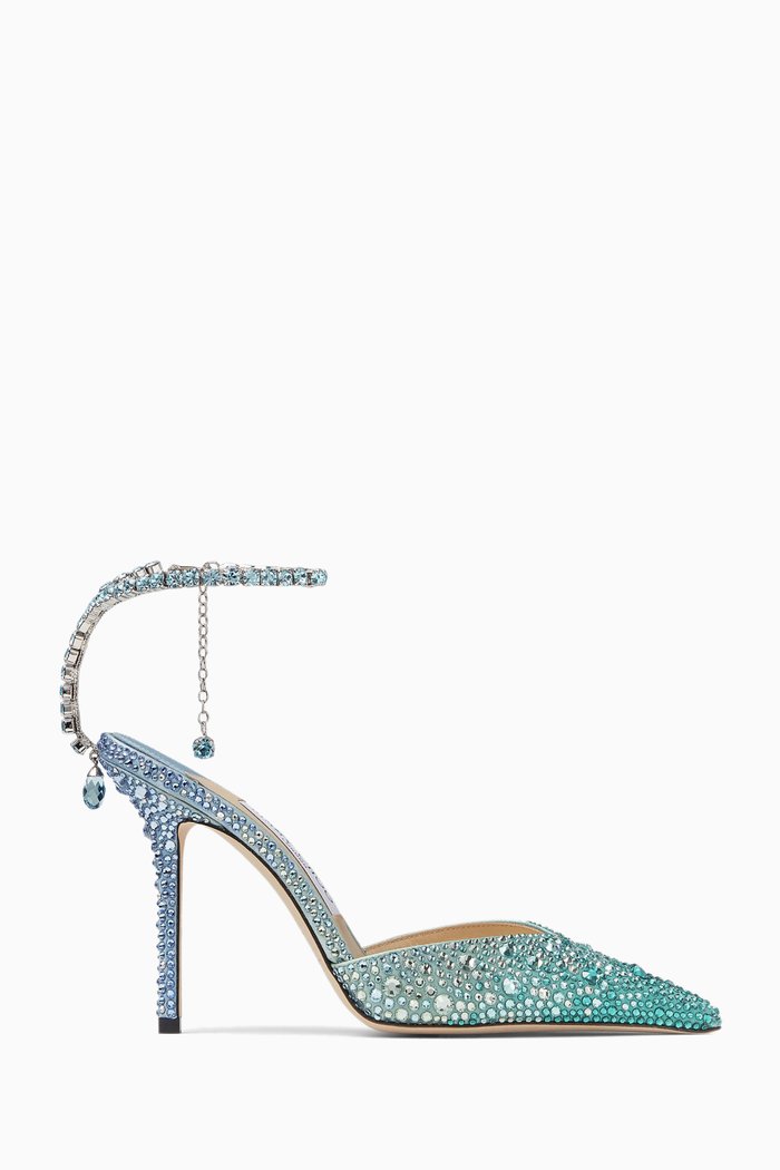 Saeda 100 Crystal-embellished Pumps in Satin, Green