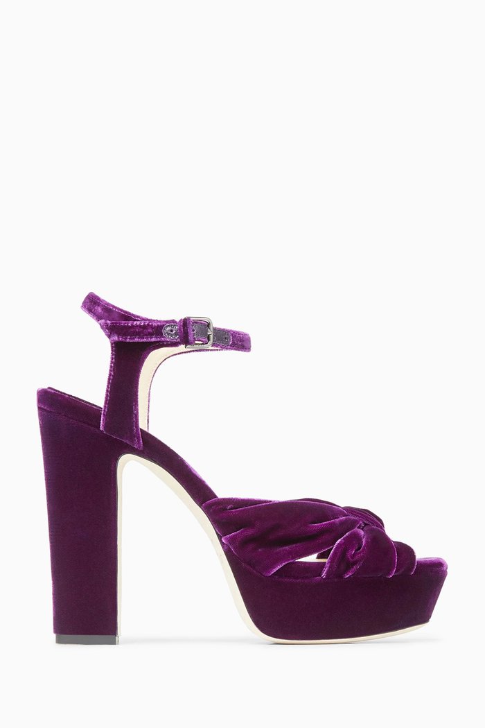 

Heloise 120 Platform Sandals in Velvet, Purple