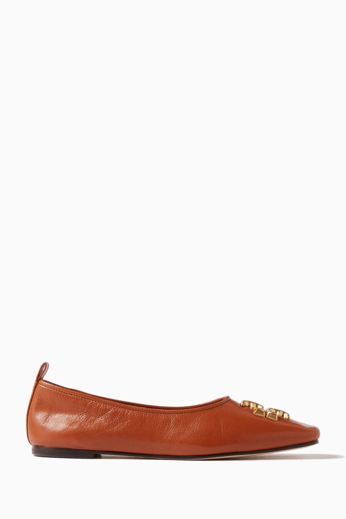 

Eleanor Ballet Flats in Leather, Brown