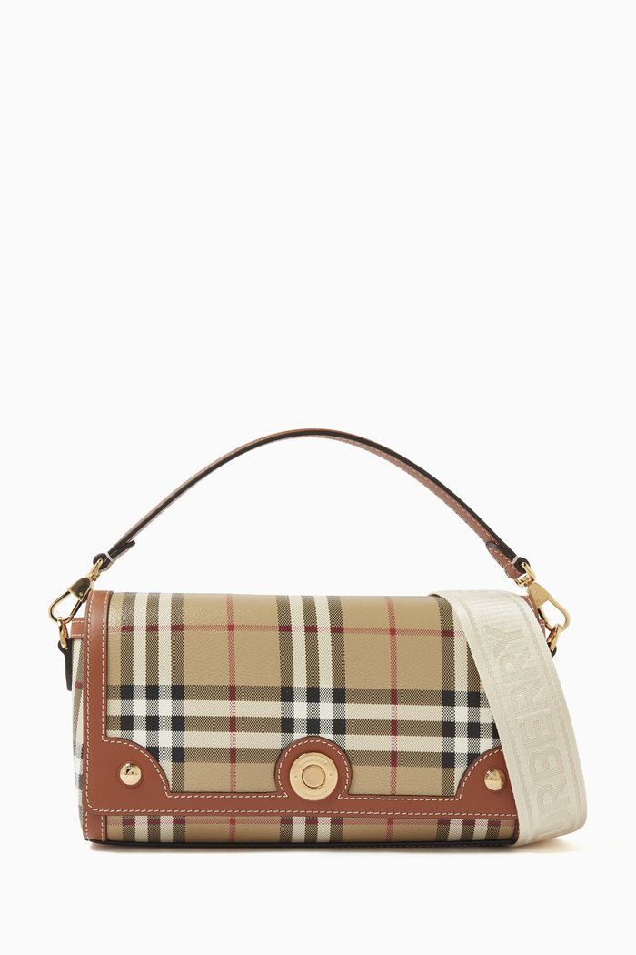 

Small Note Bag in Check Bio-based Canvas, Brown