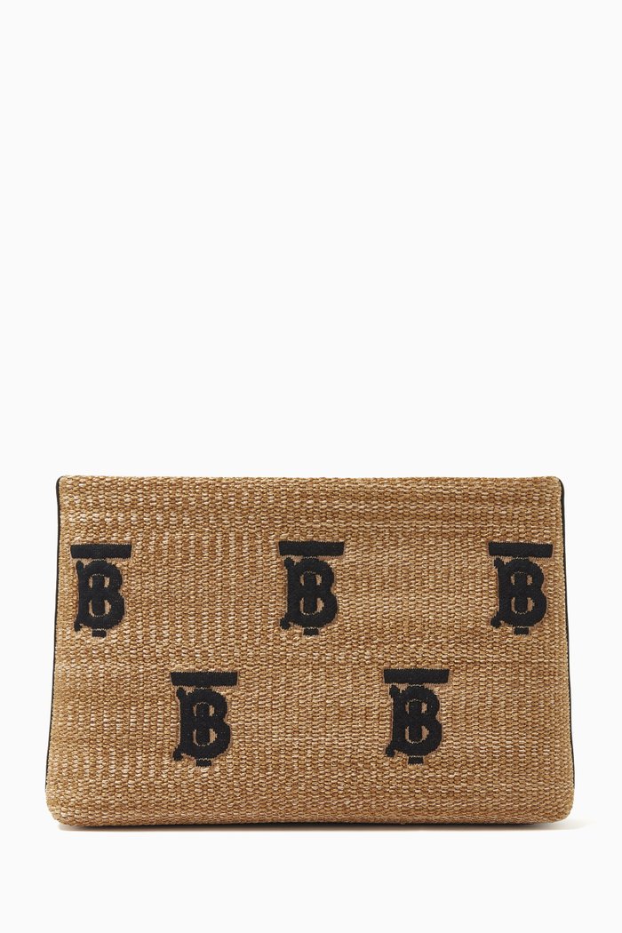 

Small Ducan Zip Pouch in Raffia, Black
