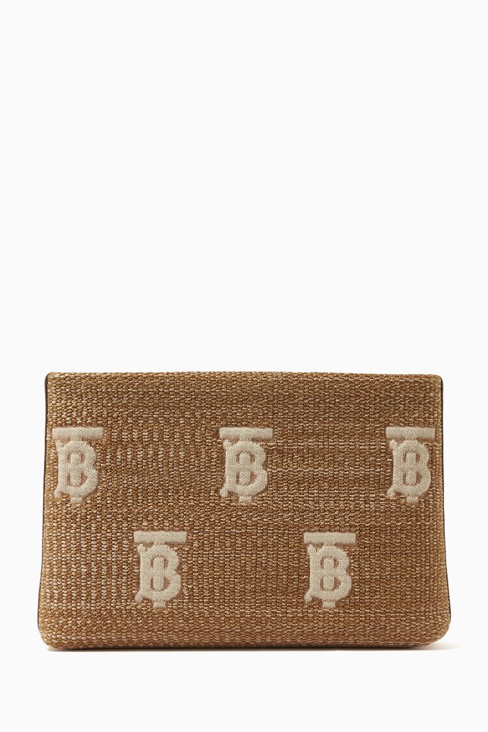 Small Ducan Zip Pouch in Raffia, Neutral