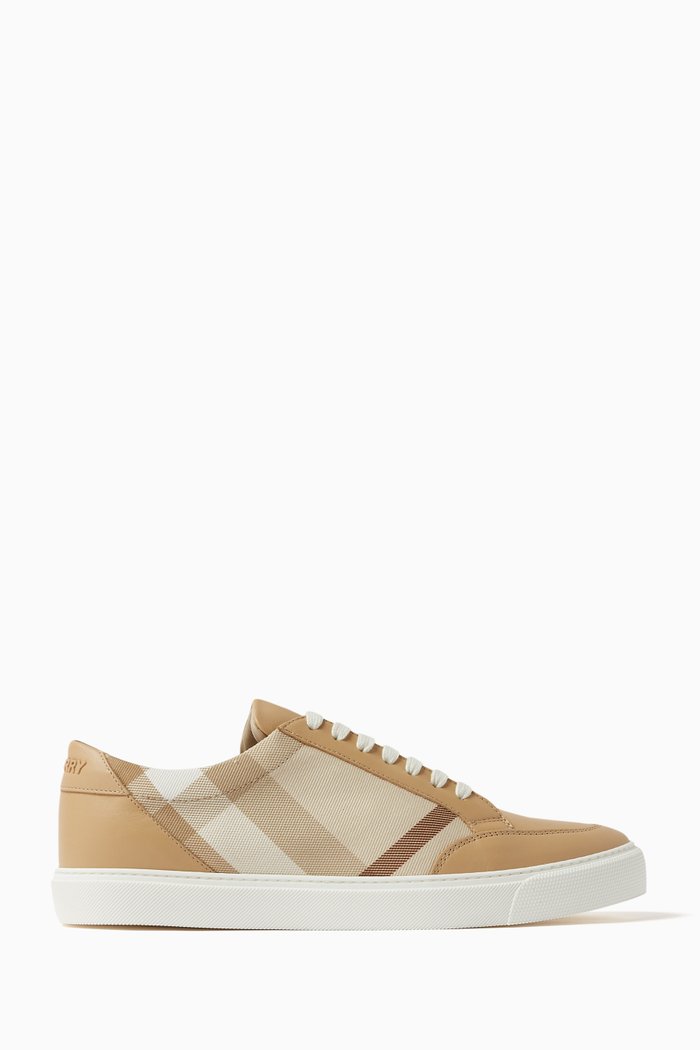 

Sneakers in Check Cotton & Leather, Neutral