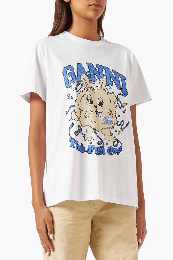 

Fun Bunny Relaxed T-shirt in Organic Cotton-jersey, White