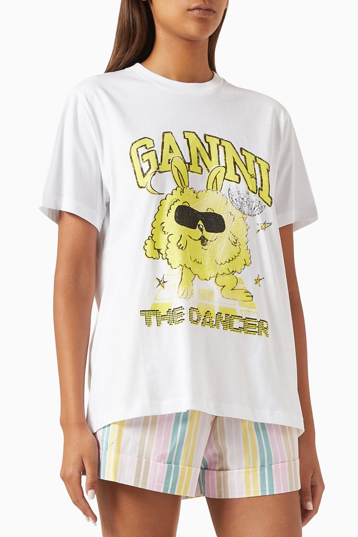 

Dance Bunny Relaxed T-shirt in Organic Cotton-jersey, White