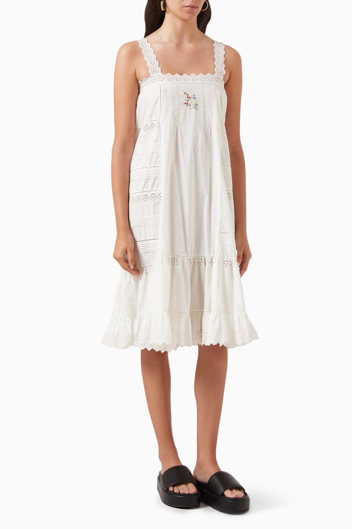 

Symphony Nightgown Dress in Cotton, White