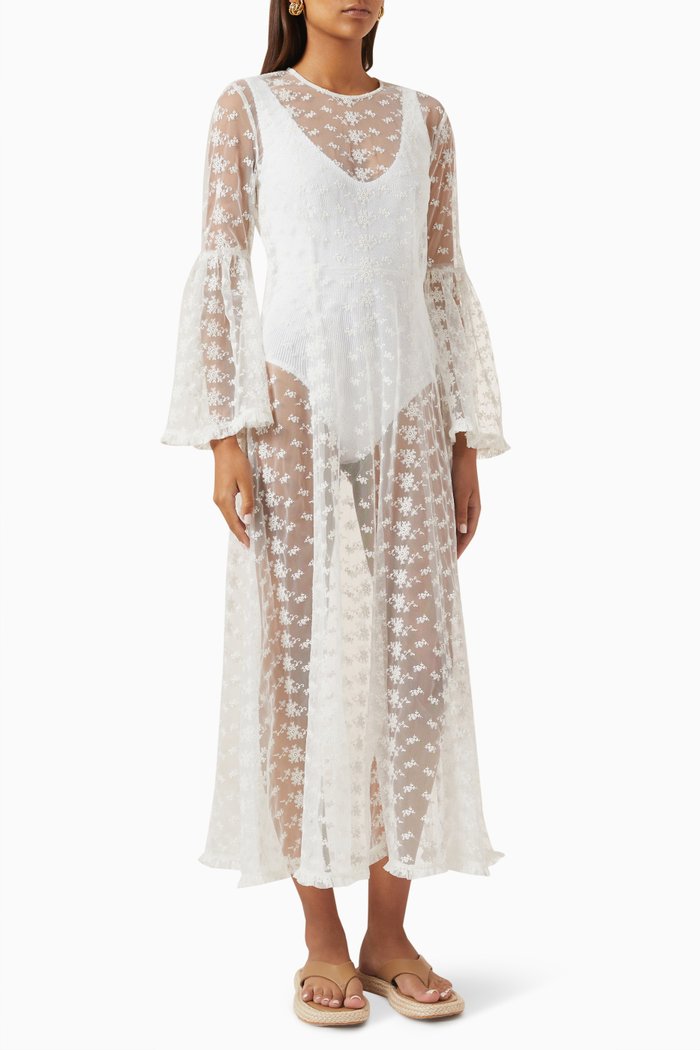 

Adalise Midi Dress in Lace-tulle, White