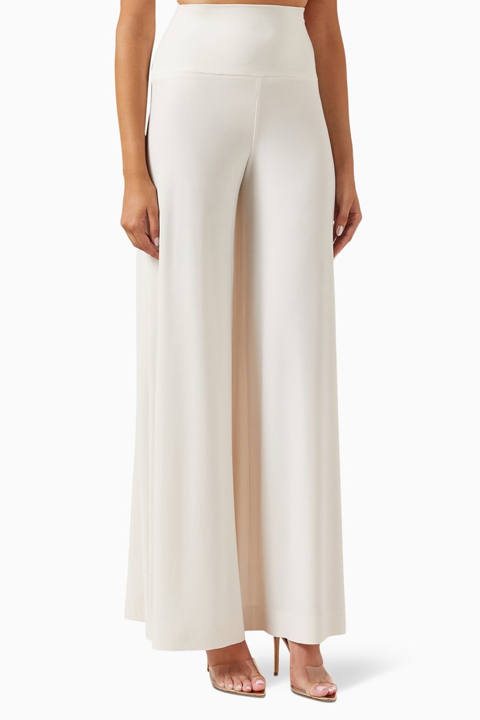 

Elephant Pleat Wide-leg Pants in Poly Lycra, Neutral