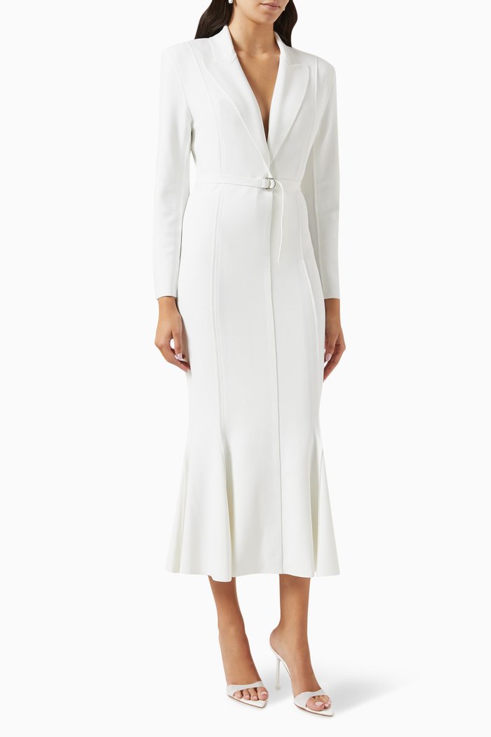 

Single Breasted Fishtail Dress, White