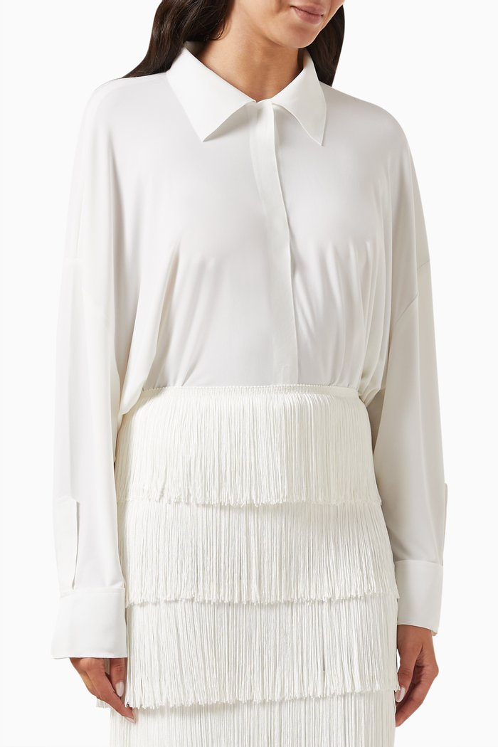 

Oversized Boyfriend Shirt Bodysuit, White